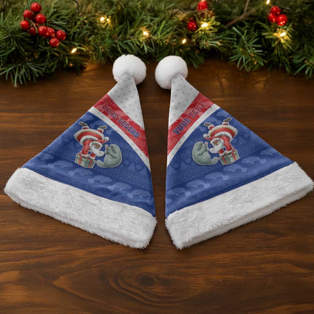 Personalized Cape Verde Christmas Santa Hat Black Santa Clause With The Manatee - African Pride