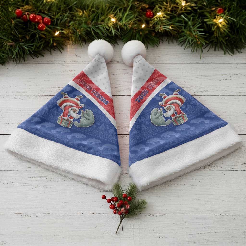 Personalized Cape Verde Christmas Santa Hat Black Santa Clause With The Manatee - African Pride