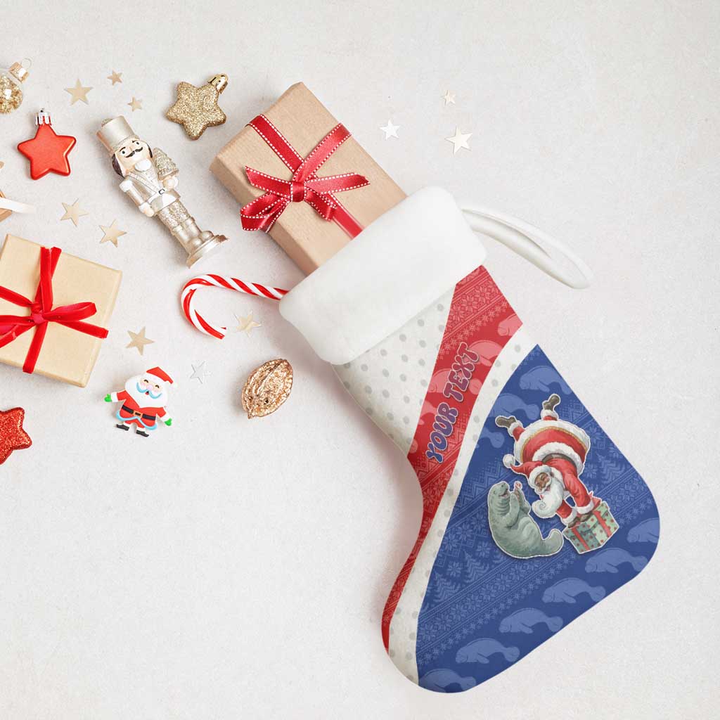 Personalized Cape Verde Christmas Stocking Black Santa Clause With The Manatee - African Pride