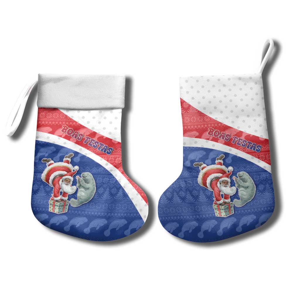 Personalized Cape Verde Christmas Stocking Black Santa Clause With The Manatee - African Pride