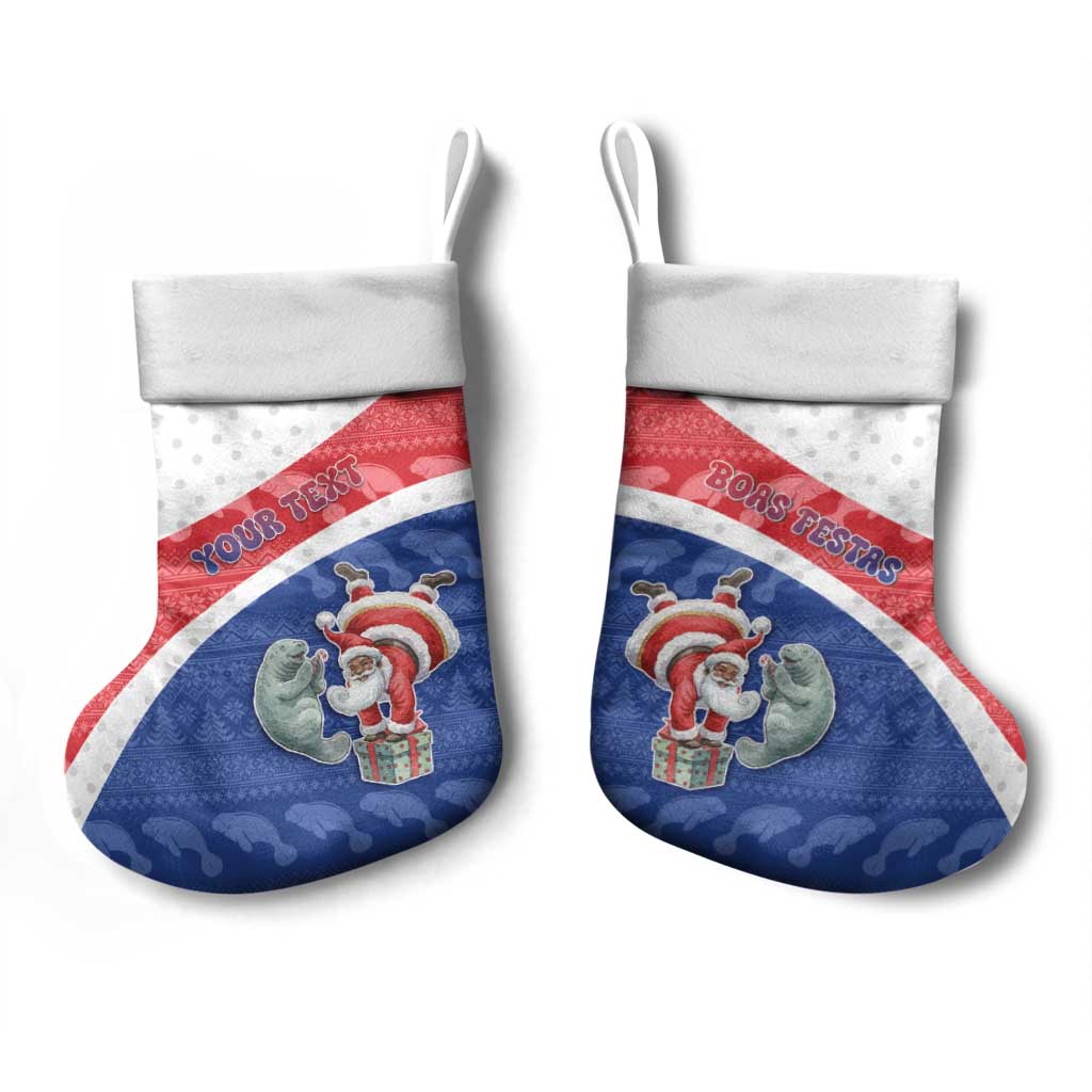Personalized Cape Verde Christmas Stocking Black Santa Clause With The Manatee - African Pride