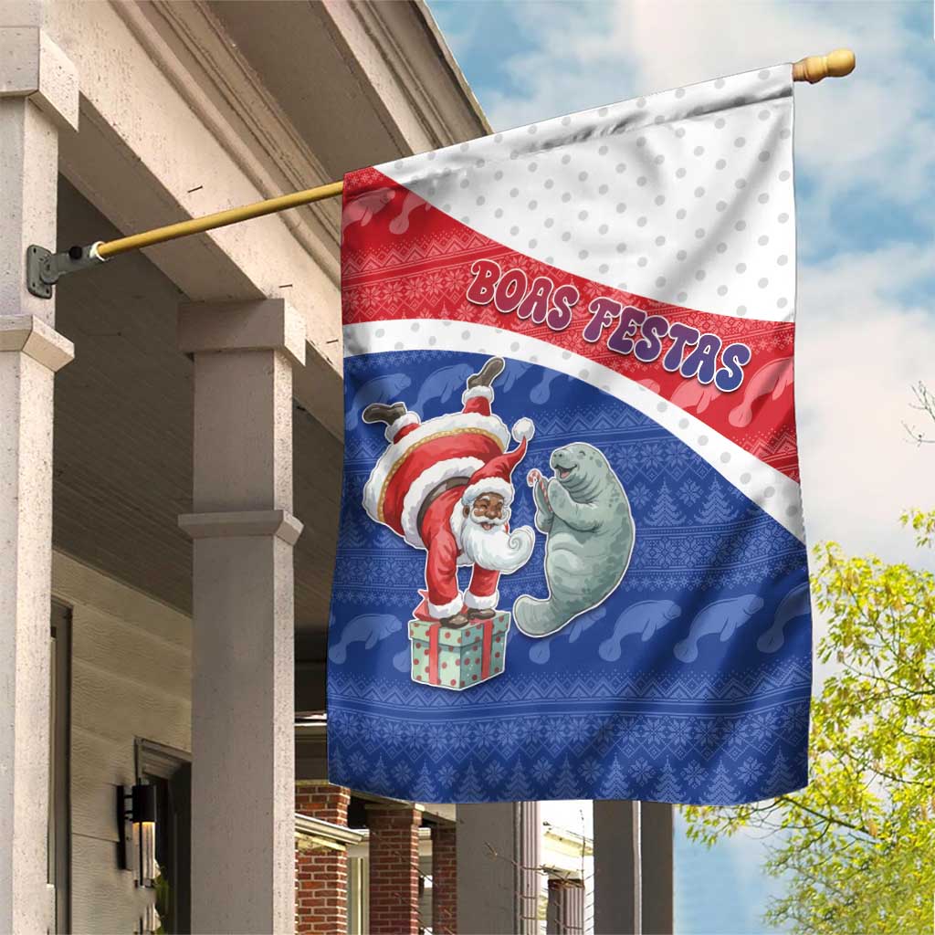 Cape Verde Christmas Garden Flag Black Santa Clause With The Manatee - African Pride