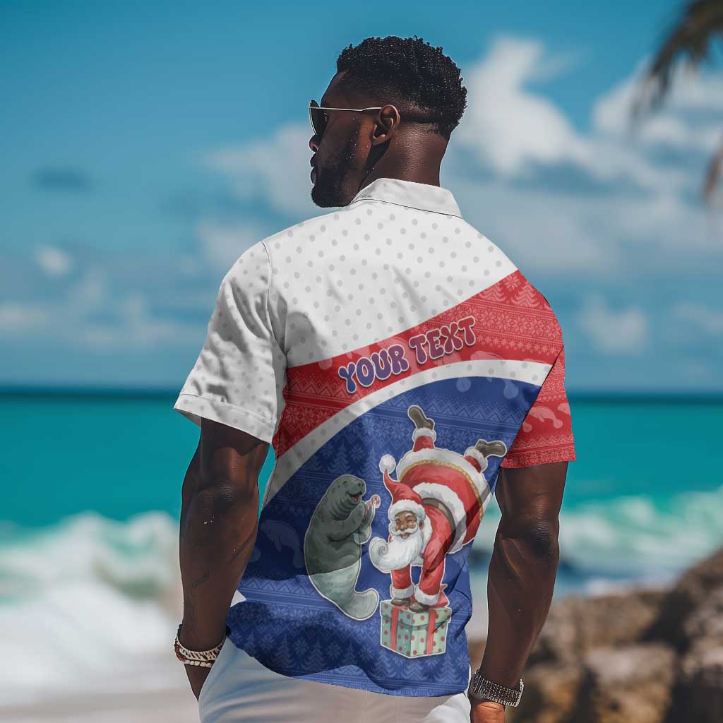 Personalized Cape Verde Christmas Hawaiian Shirt Black Santa Clause With The Manatee - African Pride