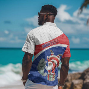 Personalized Cape Verde Christmas Hawaiian Shirt Black Santa Clause With The Manatee - African Pride