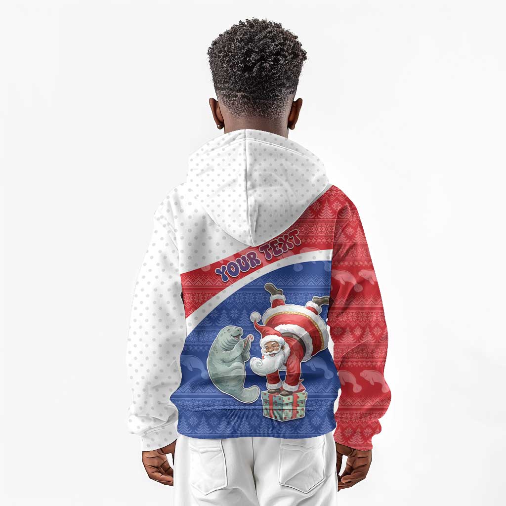 Personalized Cape Verde Christmas Kid Hoodie Black Santa Clause With The Manatee - African Pride