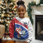 Personalized Cape Verde Christmas Kid Ugly Christmas Sweater Black Santa Clause With The Manatee - African Pride