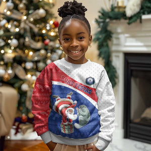 Personalized Cape Verde Christmas Kid Ugly Christmas Sweater Black Santa Clause With The Manatee - African Pride