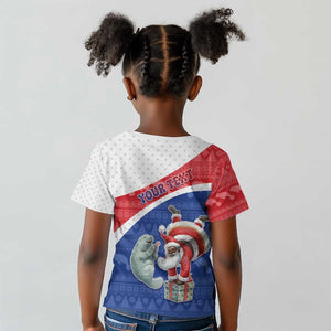 Personalized Cape Verde Christmas Kid T shirt Black Santa Clause With The Manatee - African Pride