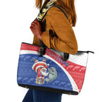 Cape Verde Christmas Leather Tote Bag Black Santa Clause With The Manatee - African Pride