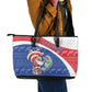 Cape Verde Christmas Leather Tote Bag Black Santa Clause With The Manatee - African Pride