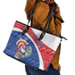 Cape Verde Christmas Leather Tote Bag Black Santa Clause With The Manatee - African Pride