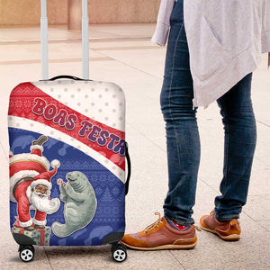 Cape Verde Christmas Luggage Cover Black Santa Clause With The Manatee - African Pride