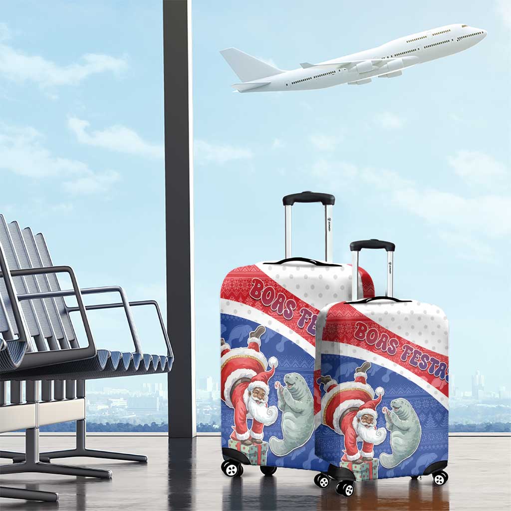 Cape Verde Christmas Luggage Cover Black Santa Clause With The Manatee - African Pride