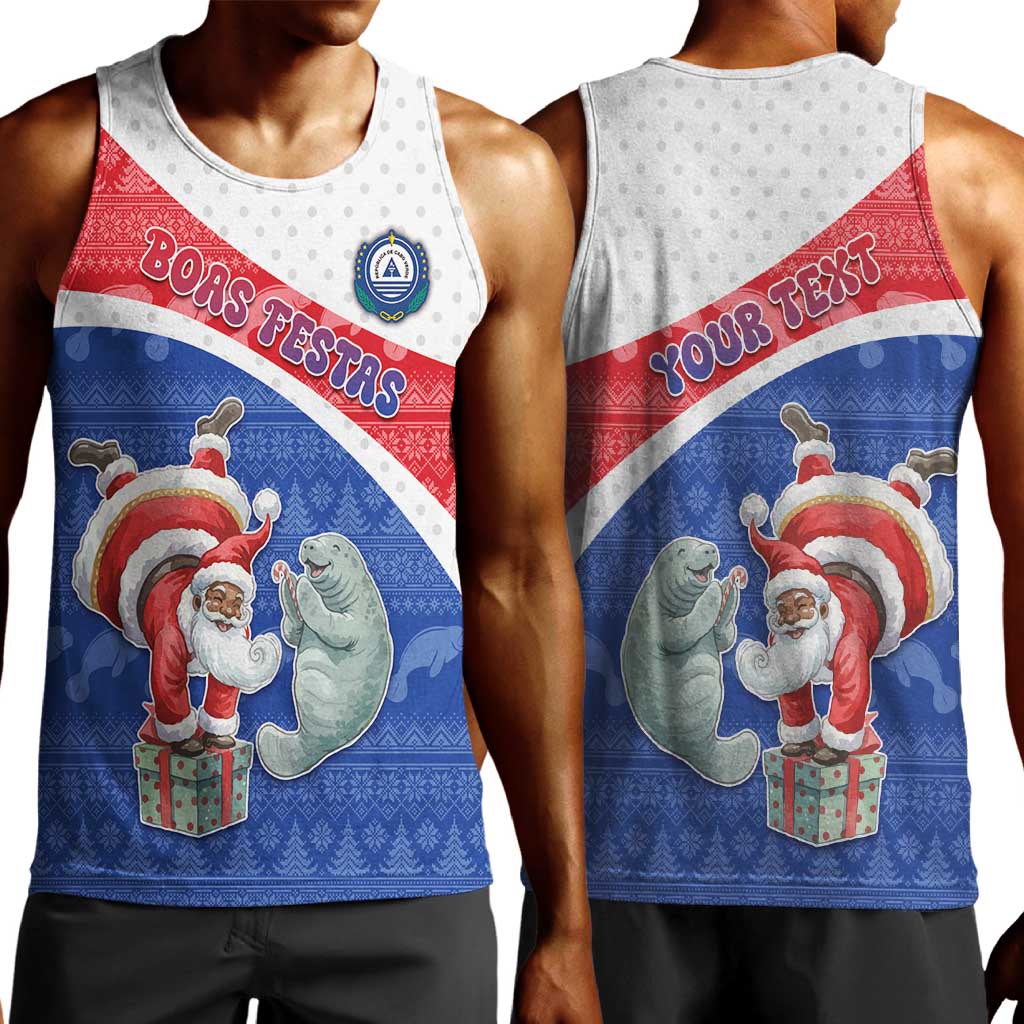 Personalized Cape Verde Christmas Men Tank Top Black Santa Clause With The Manatee - African Pride