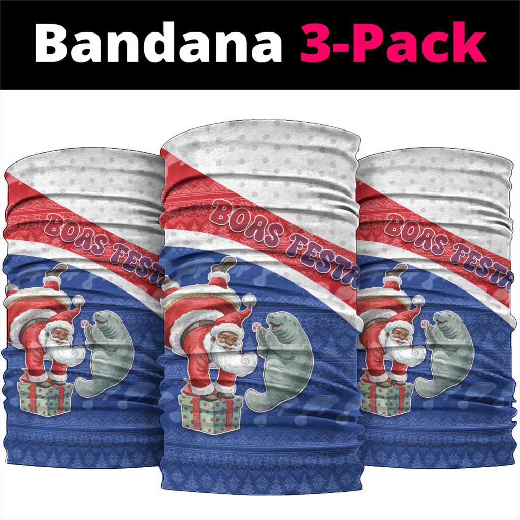 Cape Verde Christmas Neck Gaiter Black Santa Clause With The Manatee - African Pride