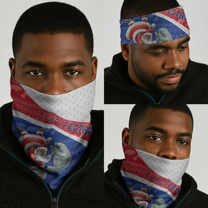 Cape Verde Christmas Neck Gaiter Black Santa Clause With The Manatee - African Pride