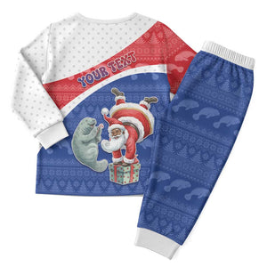 Personalized Cape Verde Christmas Pajama Set Black Santa Clause With The Manatee - African Pride