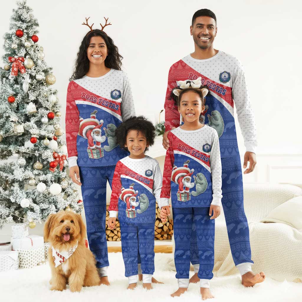 Personalized Cape Verde Christmas Pajama Set Black Santa Clause With The Manatee - African Pride