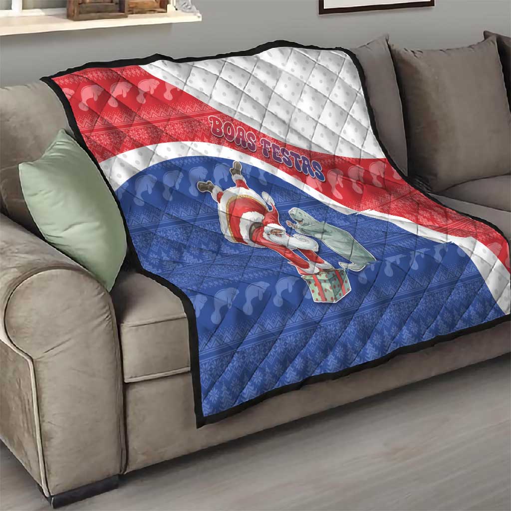 Cape Verde Christmas Quilt Black Santa Clause With The Manatee - African Pride