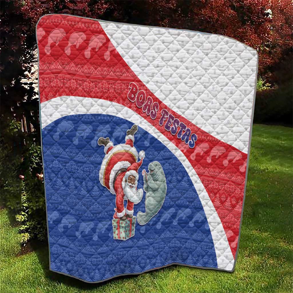 Cape Verde Christmas Quilt Black Santa Clause With The Manatee - African Pride
