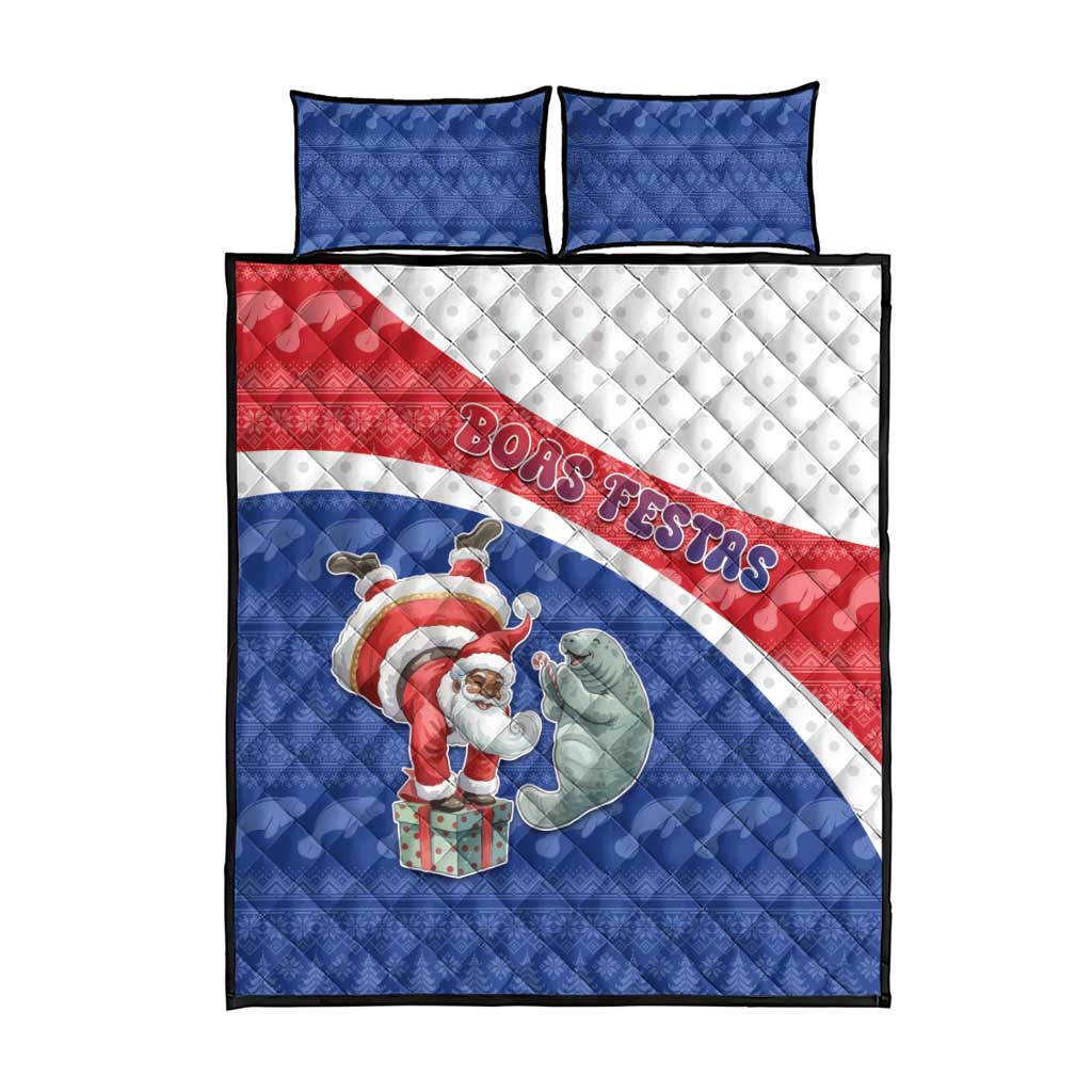 Cape Verde Christmas Quilt Bed Set Black Santa Clause With The Manatee - African Pride