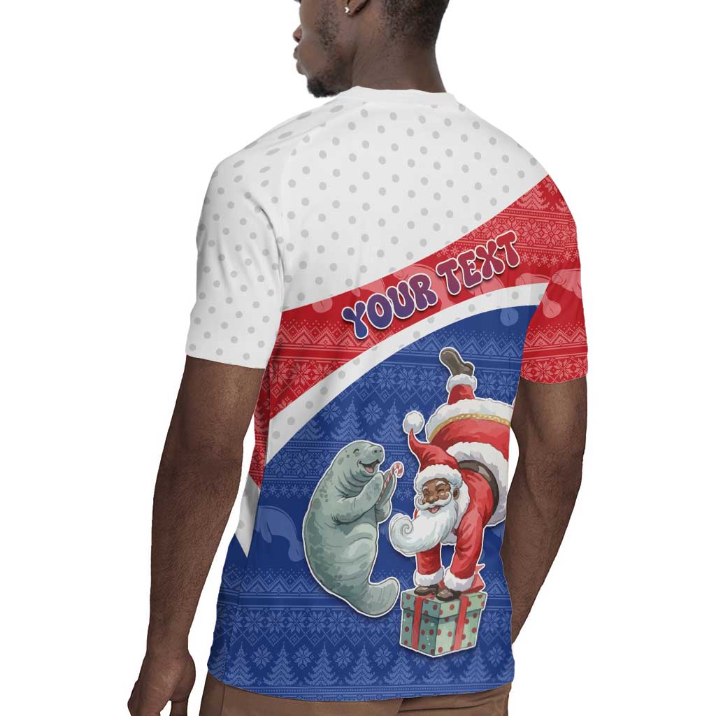 Personalized Cape Verde Christmas Rugby Jersey Black Santa Clause With The Manatee - African Pride