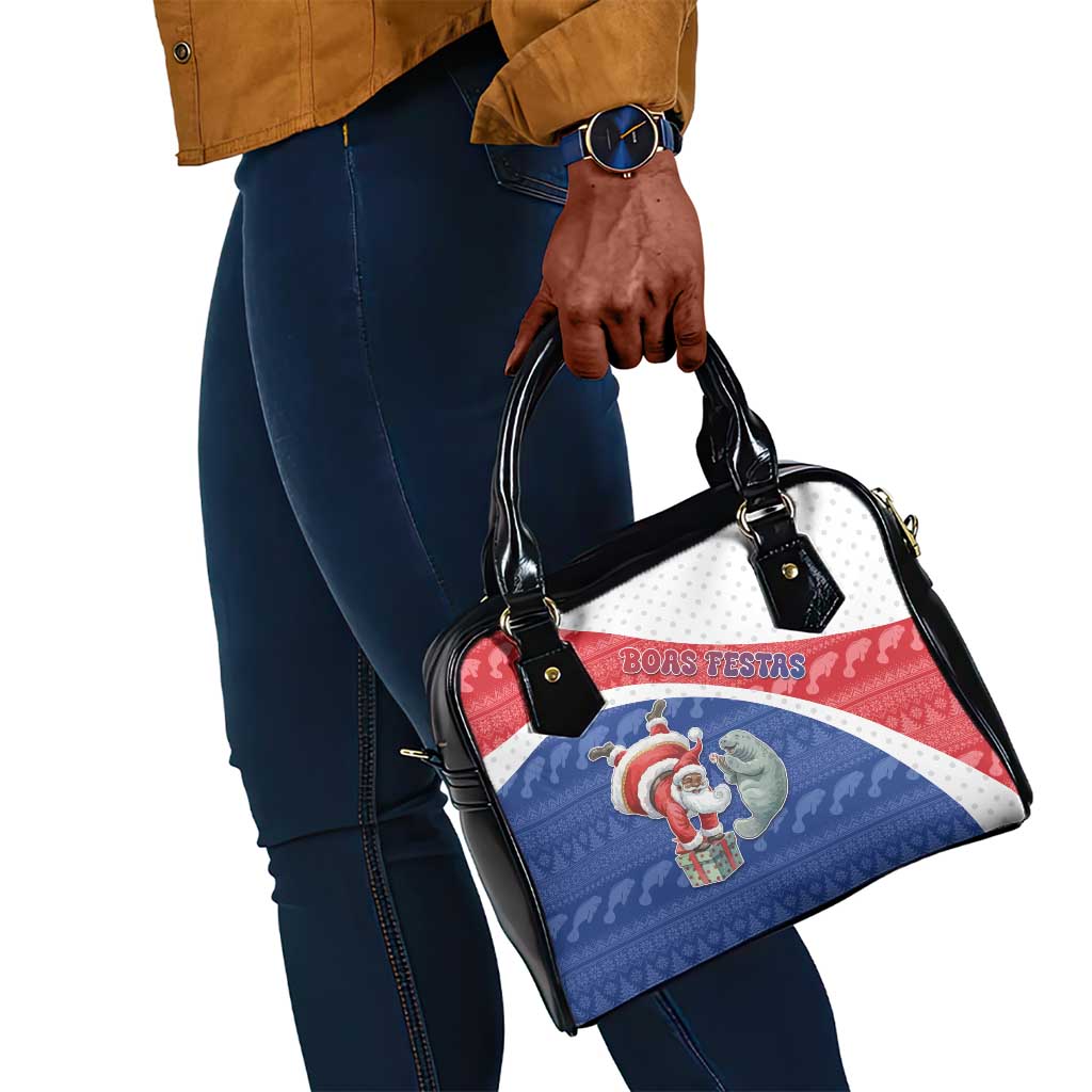 Cape Verde Christmas Shoulder Handbag Black Santa Clause With The Manatee - African Pride
