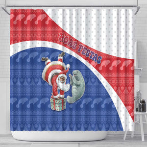 Cape Verde Christmas Shower Curtain Black Santa Clause With The Manatee - African Pride
