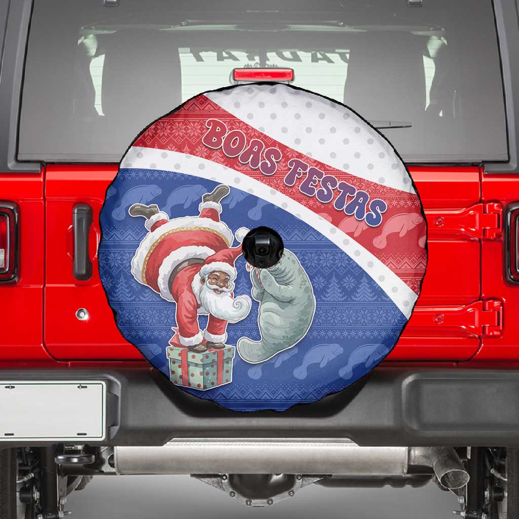 Cape Verde Christmas Spare Tire Cover Black Santa Clause With The Manatee - African Pride