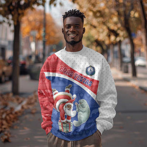 Personalized Cape Verde Christmas Sweatshirt Black Santa Clause With The Manatee - African Pride