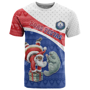 Personalized Cape Verde Christmas T shirt Black Santa Clause With The Manatee - African Pride