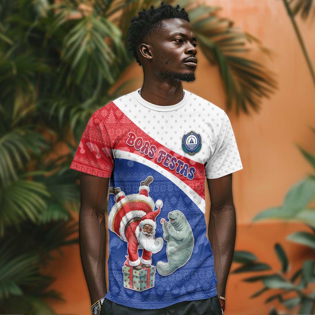 Personalized Cape Verde Christmas T shirt Black Santa Clause With The Manatee - African Pride