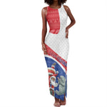 Personalized Cape Verde Christmas Tank Maxi Dress Black Santa Clause With The Manatee - African Pride