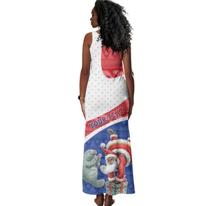 Personalized Cape Verde Christmas Tank Maxi Dress Black Santa Clause With The Manatee - African Pride