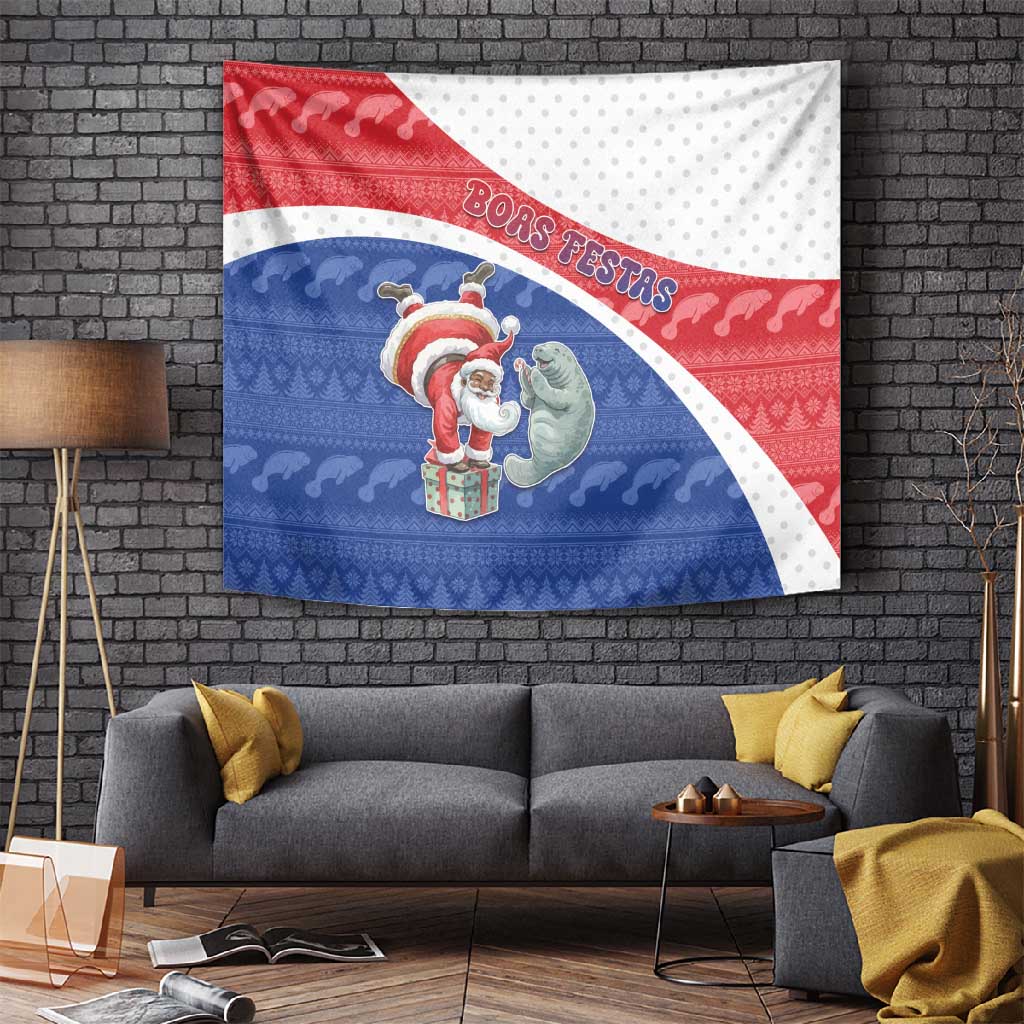 Cape Verde Christmas Tapestry Black Santa Clause With The Manatee - African Pride