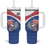 Personalized Cape Verde Christmas Tumbler With Handle Black Santa Clause With The Manatee - African Pride