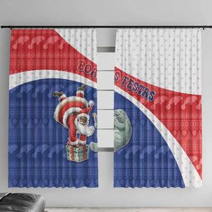 Cape Verde Christmas Window Curtain Black Santa Clause With The Manatee - African Pride