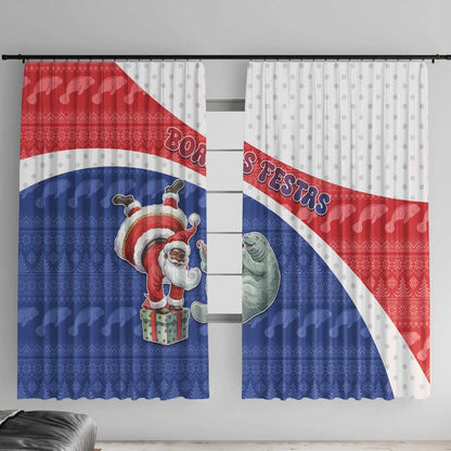 Cape Verde Christmas Window Curtain Black Santa Clause With The Manatee - African Pride