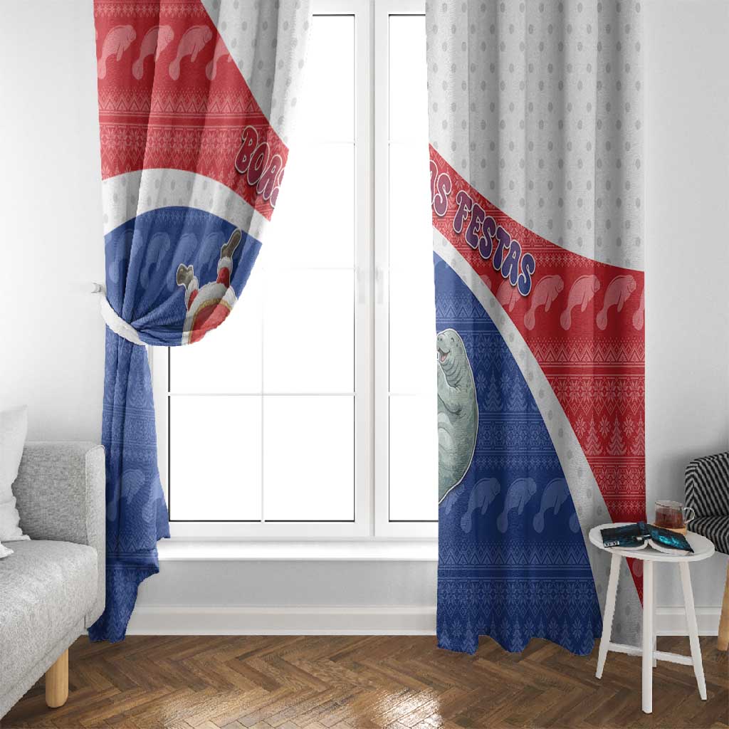 Cape Verde Christmas Window Curtain Black Santa Clause With The Manatee - African Pride