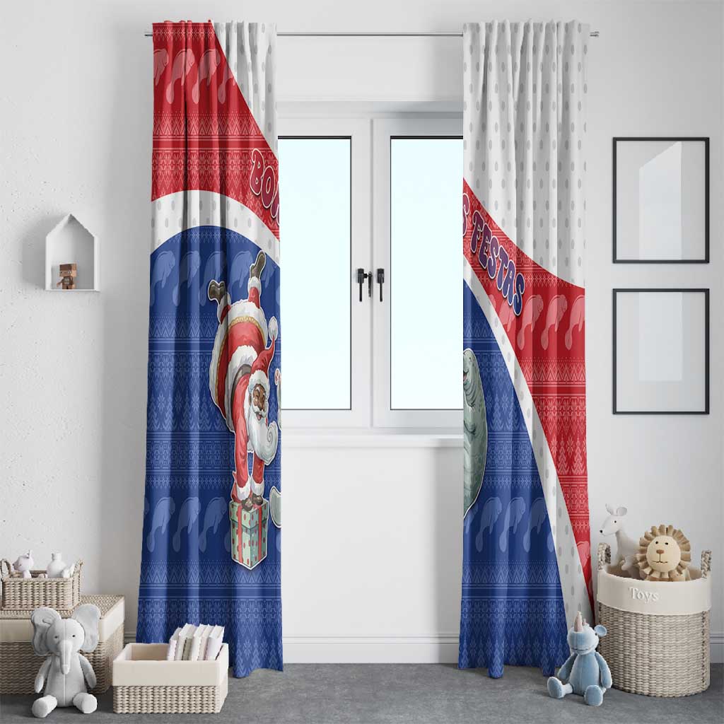 Cape Verde Christmas Window Curtain Black Santa Clause With The Manatee - African Pride