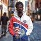 Personalized Cape Verde Christmas Zip Hoodie Black Santa Clause With The Manatee - African Pride