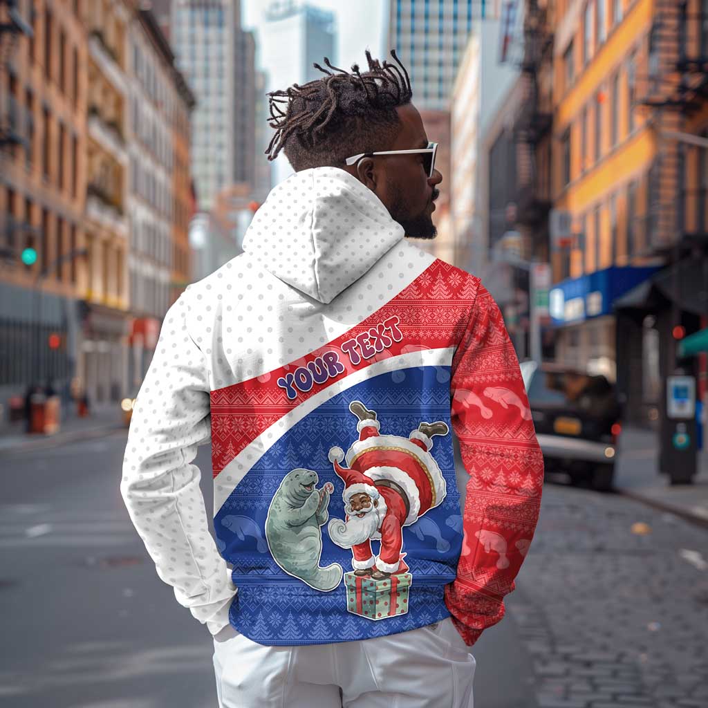 Personalized Cape Verde Christmas Zip Hoodie Black Santa Clause With The Manatee - African Pride