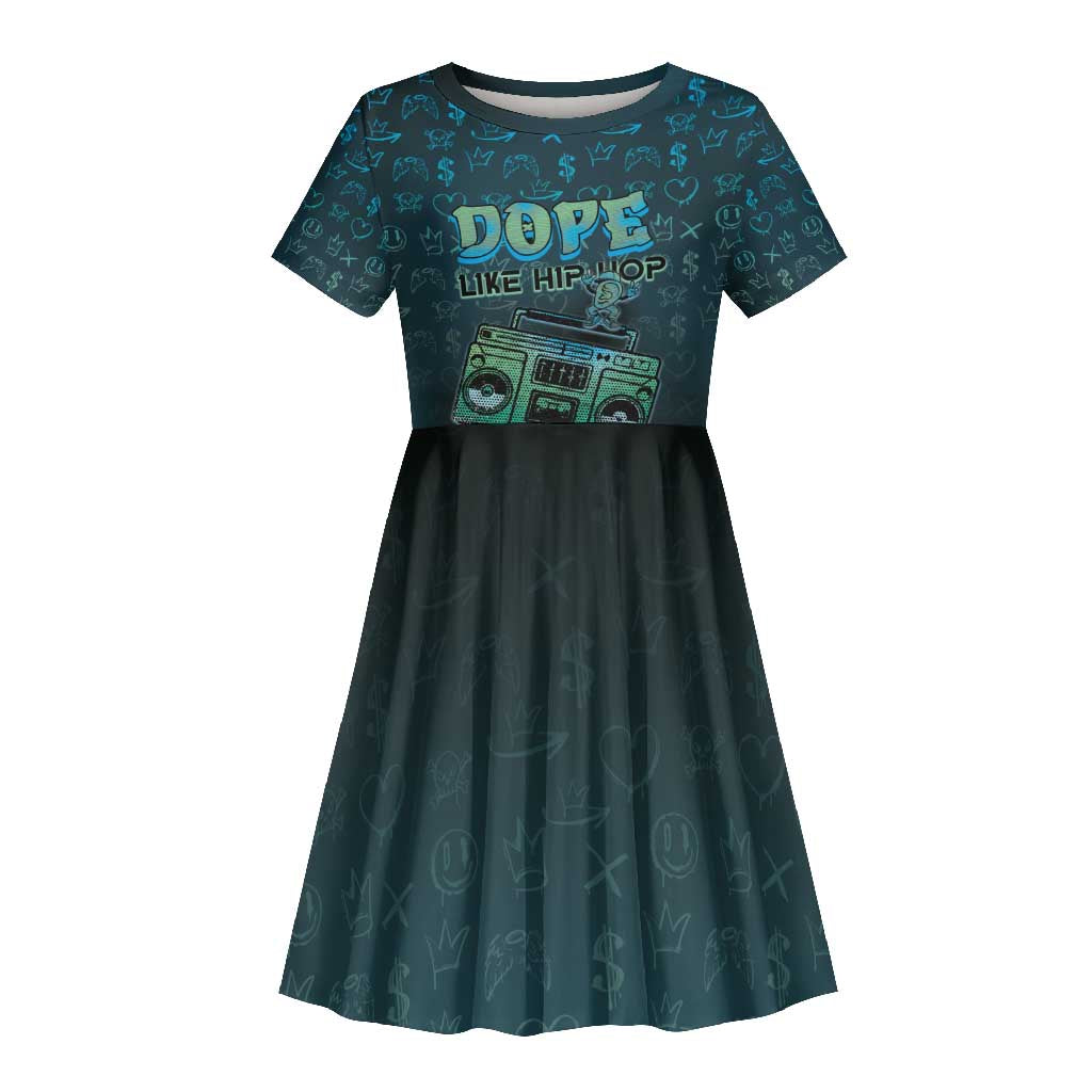 Dope Like Hip Hop Kid Short Sleeve Dress Hiphop Graffiti Style - African Pride