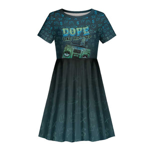 Dope Like Hip Hop Kid Short Sleeve Dress Hiphop Graffiti Style - African Pride