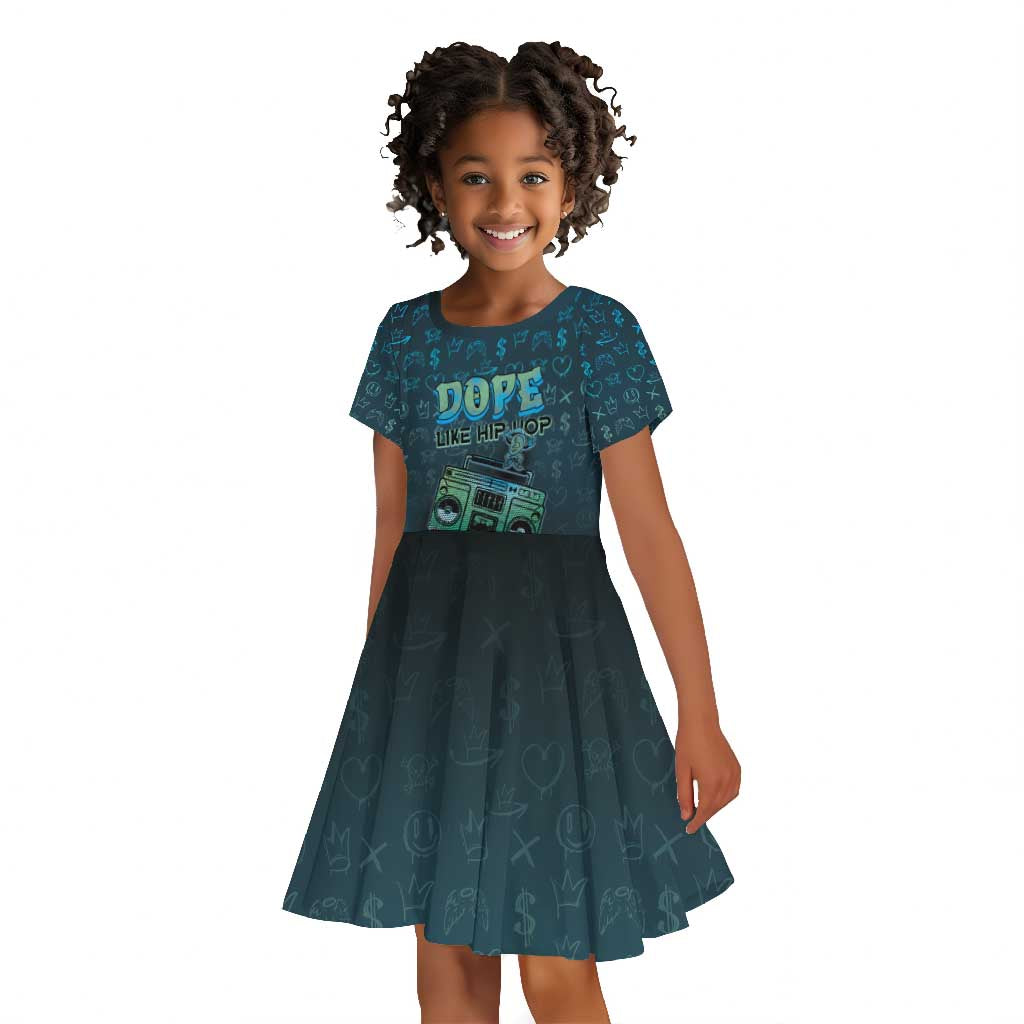Dope Like Hip Hop Kid Short Sleeve Dress Hiphop Graffiti Style - African Pride