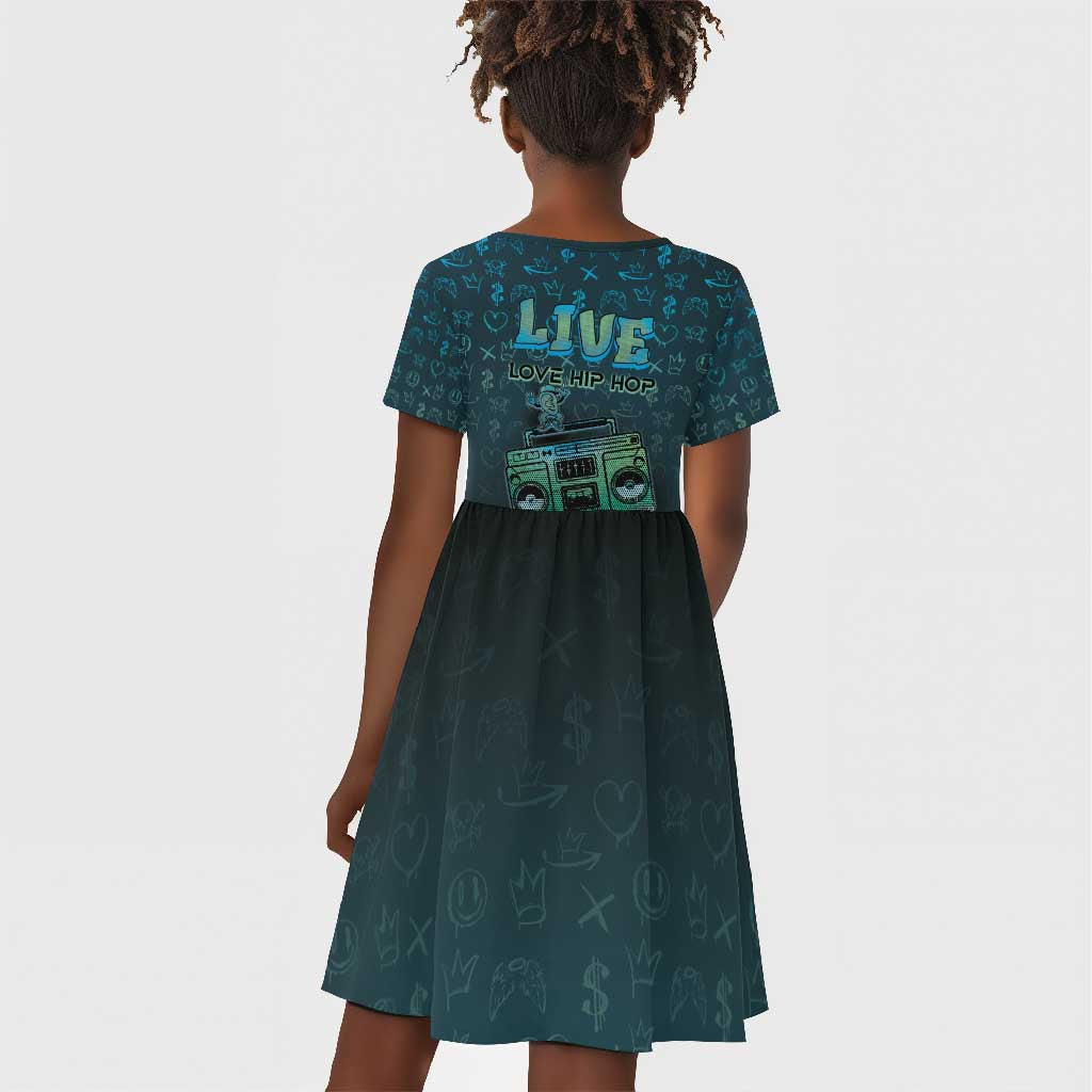 Dope Like Hip Hop Kid Short Sleeve Dress Hiphop Graffiti Style - African Pride