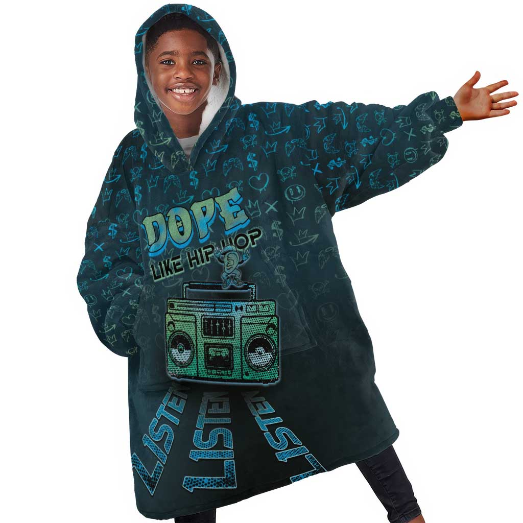 Dope Like Hip Hop Kid Wearable Blanket Hoodie Hiphop Graffiti Style - African Pride
