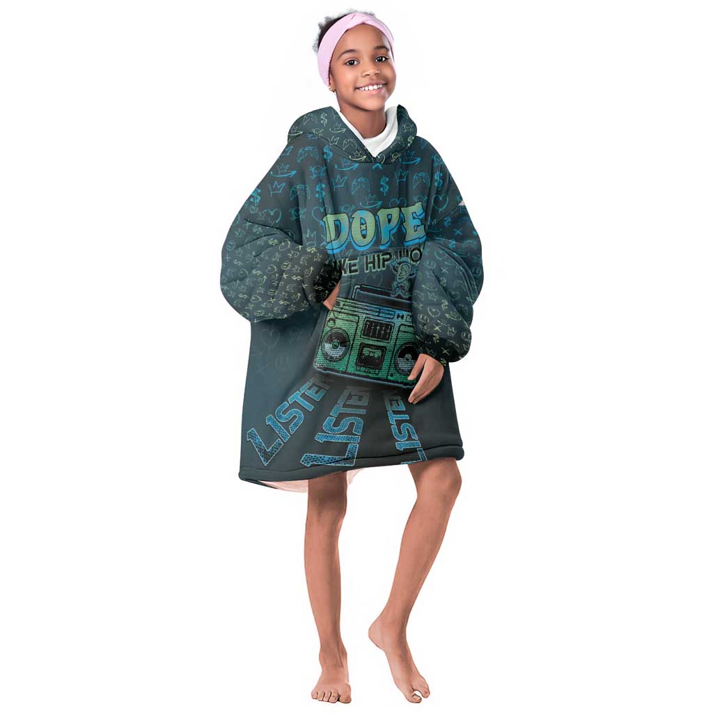 Dope Like Hip Hop Kid Wearable Blanket Hoodie Hiphop Graffiti Style - African Pride