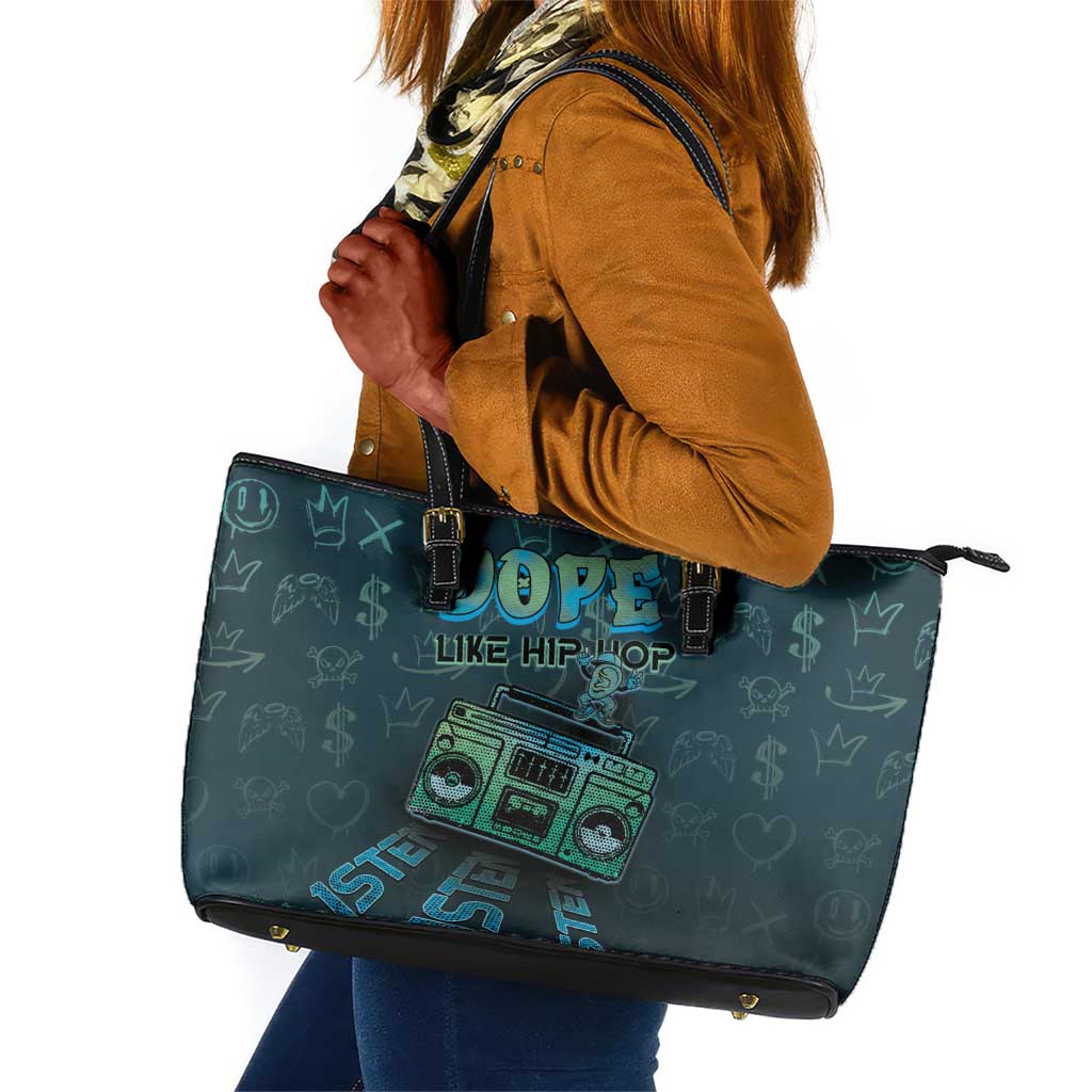 Dope Like Hip Hop Leather Tote Bag Hiphop Graffiti Style - African Pride