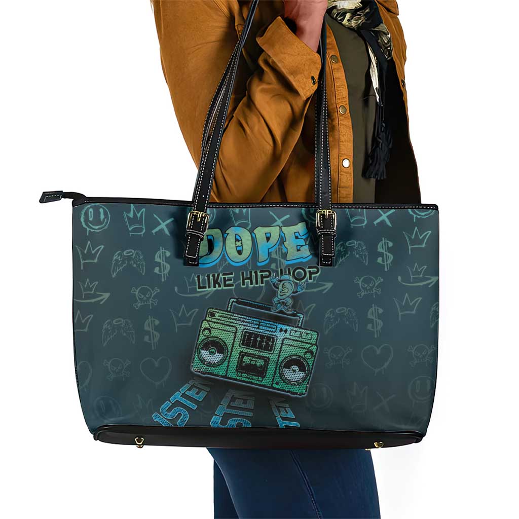 Dope Like Hip Hop Leather Tote Bag Hiphop Graffiti Style - African Pride